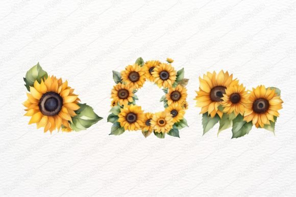Download Watercolor Sunflower Summer Element Set - Color Collection