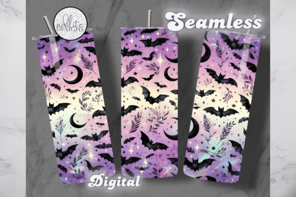 Download Holographic Bats Halloween Tumbler Wrap - Graphic Collection