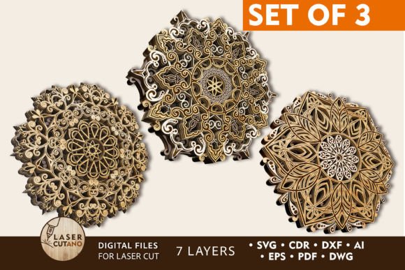 Download MANDALA Set Laser Cut Wood &amp; Paper - Mandala set Collection