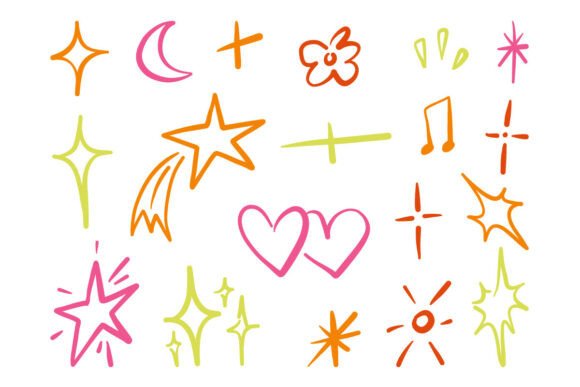 Download Colorful Sparkle Doodle Cute ElementSet - Color Collection