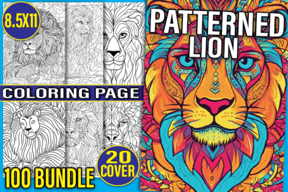 Download 100 Bundle Patterned Lion Coloring Page - Color Collection