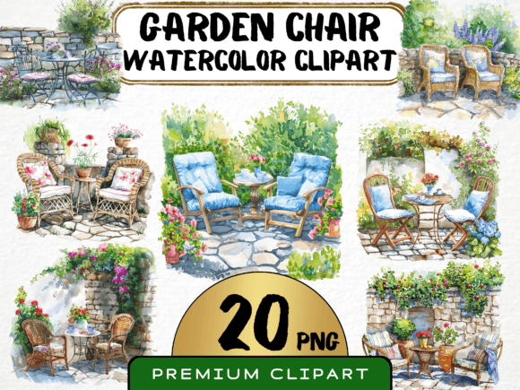 Download Watercolor Garden Chairs Clipart - Color Collection