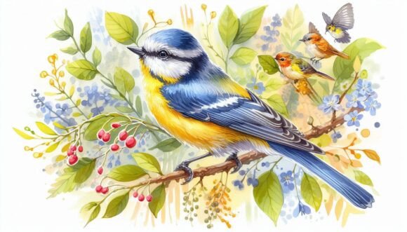 Download A Tempera Artwork of a Colorful Songbird - Color Collection