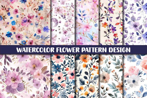 Download Watercolor Flower Pattern Design - Color Collection