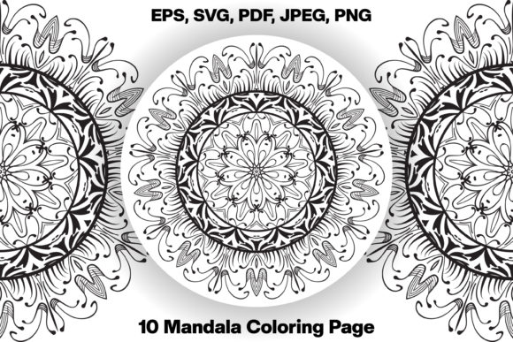 Download 10 Monochrome Adult Mandala Coloring Pag - Color Collection