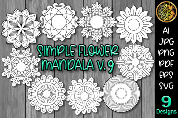Download Simple Flower Mandala Set-9 - Mandala set Collection