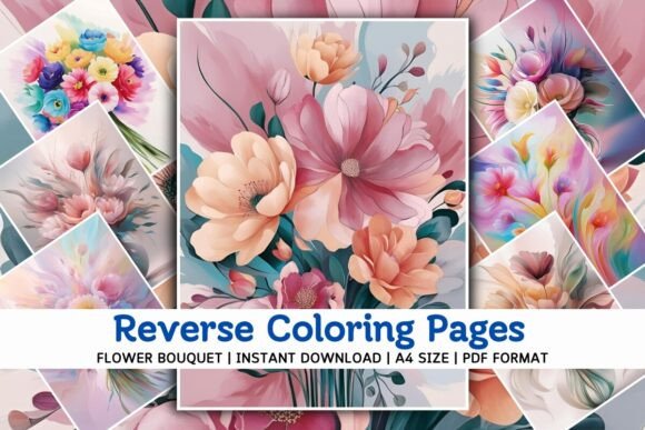 Download Flower Bouquet Reverse Coloring Pages V3 - Color Collection