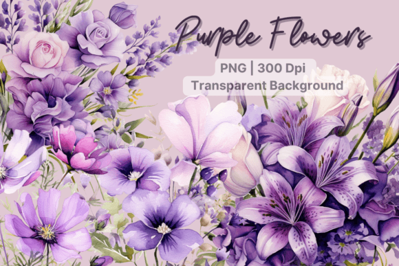Download Purple Flowers Watercolor Flower Clipart - Color Collection