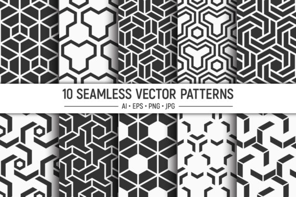 Download 10 Seamless Geometric Vector Patterns - Premium Bundle