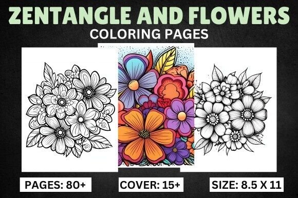 Download Zentangle and Flowers Coloring Pages - Color Collection