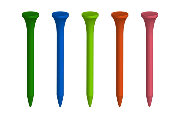 Download Set of 3d Multicolored Golf Ball Tee - Color Collection