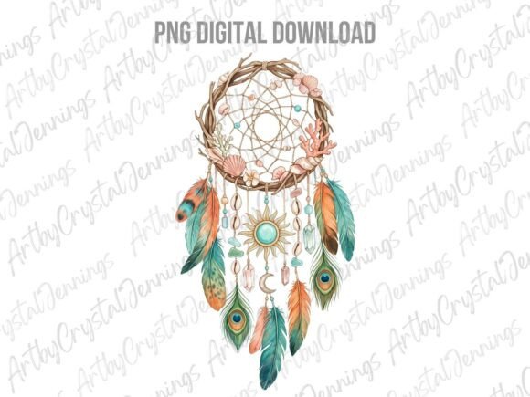 Download Watercolor Boho Dreamcatcher PNG - Color Collection