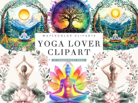 Download Watercolor Yoga Lover Clipart Bundle - Color Collection