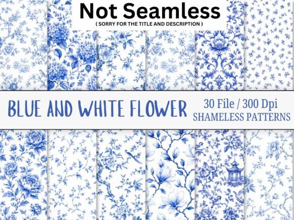 Download Blue and White Watercolor Flower Pattern - Color Collection