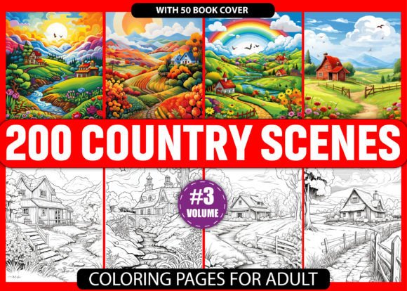 Download 200 Country Scenes Coloring Pages - KDP - Color Collection