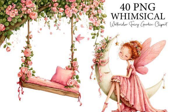 Download Watercolor Fairy Garden Clipart Bundle - Color Collection