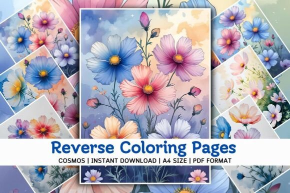 Download Cosmos Flower Reverse Coloring Pages - Color Collection