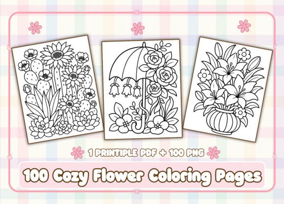 Download 100 Cozy Flower Coloring Pages for Adult - Color Collection