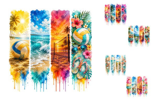 Download Watercolor Summer Beach Sublimation PNG - Color Collection