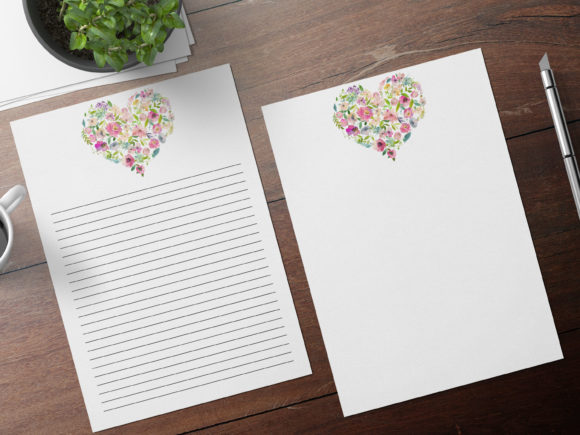 Download Watercolor Hearts Romantic Stationery - Color Collection