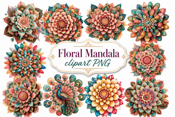 Download Colorful Floral Mandala PNG Set - Color Collection